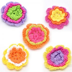 Multicolor Handmade Knitted Flower Appliques