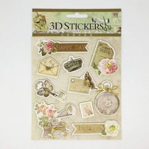 Retro Style 3D Stickers - Happy Day & Light Of My Life
