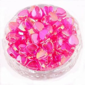 Pink Acrylic Transparent Heart Beads