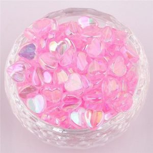 Light Pink Acrylic Transparent Heart Beads