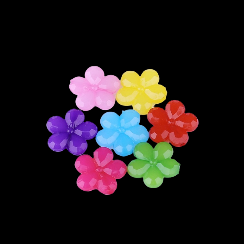 Mixed Colour Plum Flower Shape Acrylic Beads