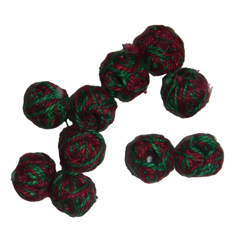 Maroon With Green  Cotton Thread Beads