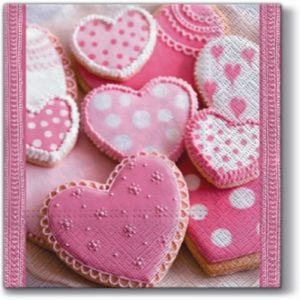 Pink Heart Cookies Decoupage Napkin