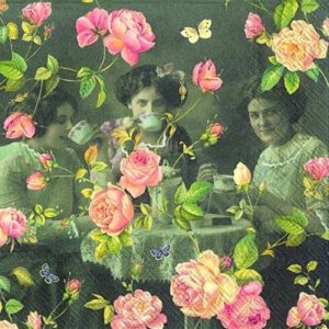 Three Girls With Flowers Decoupage Napkin