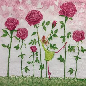 A Girl With Roses Decoupage Napkin