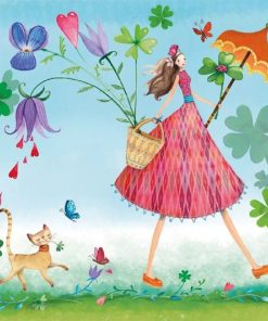 Girl With Umbrella Decoupage Napkin