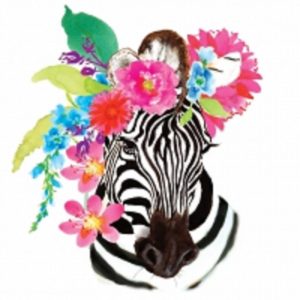 Zebra With Flower Decoupage Napkin