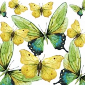 Yellow and Green Butterflies Decoupage Napkin