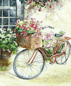 Flower Cycle Decoupage Napkin