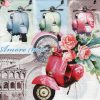 Vespa With Flowers Decoupage Napkin