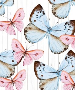 Pink And Blue Butterflies Decoupage Napkin