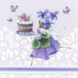 A Girl With Purple Flowers Decoupage Napkin