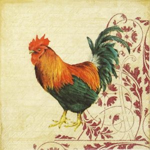 Rooster And Ornaments Decoupage Napkin