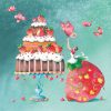A Girl With Strawberry Cake Decoupage Napkin
