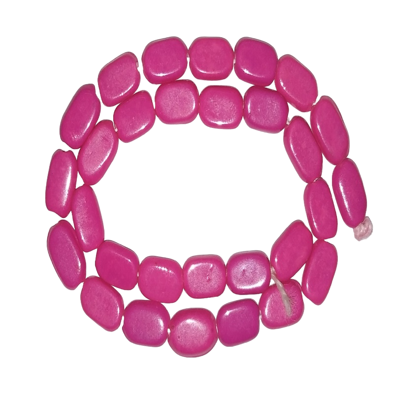 Dark Pink Flat Oval Glass Beads