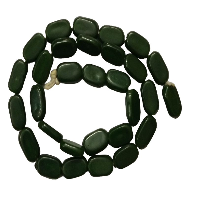 Dark Green Flat Oval Glass Beads