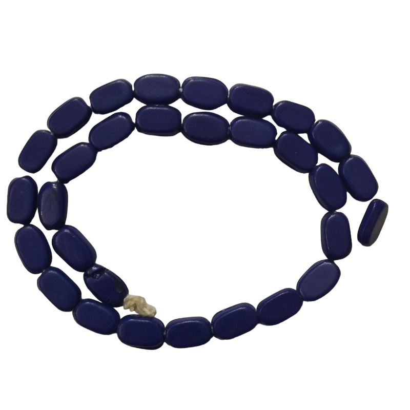 Dark Blue Flat Oval Glass Beads