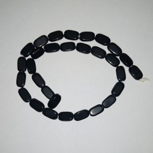 Black Flat Oval Glass Beads
