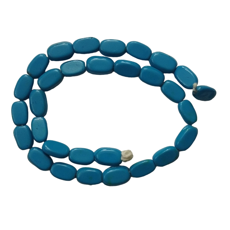 Blue Flat Oval Glass Beads