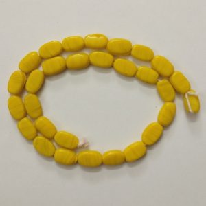 Yellow Flat Oval Glass Beads