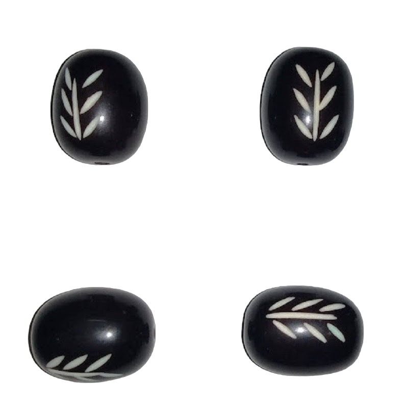 Black Oval Shape Resin Beads