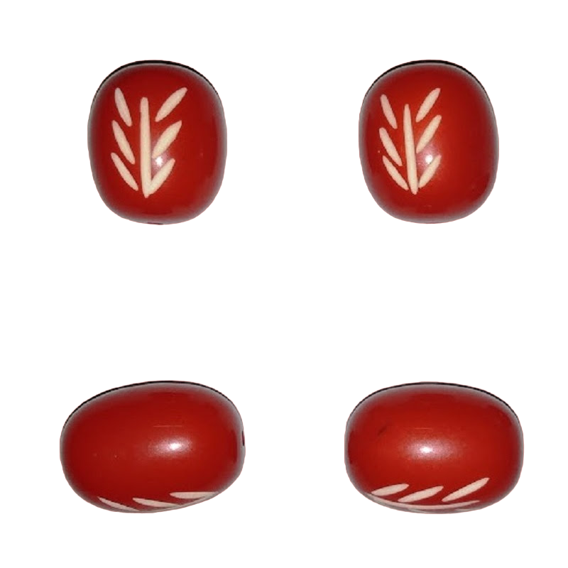 Red Oval Shape Resin Beads