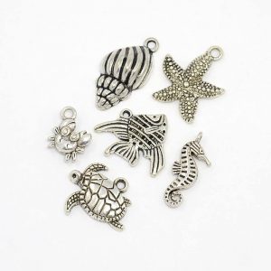 Ocean Theme Silver Alloy Pendants Set