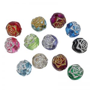 Mixed Colour Rose Acrylic Beads