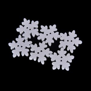 White Snowflake Wooden Buttons