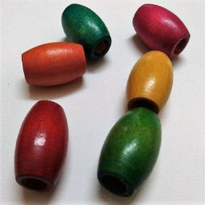 Mixed Colour Barrel Shape Wooden Beads