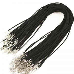 Black Flat Faux Leather Suede Cord