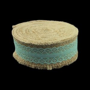 Teal Lace With Jute Burlap Ribbon