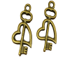 Antique Bronze Metal Pendant Key Heart Charm 