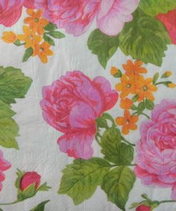 Pink Rose With Leaf & Orange Flower Decoupage Napkin