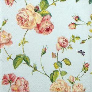 Rambling Rose Leaf With Butterfly Decoupage Napkin