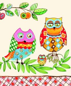 Family Owl On Branch Decoupage Napkin