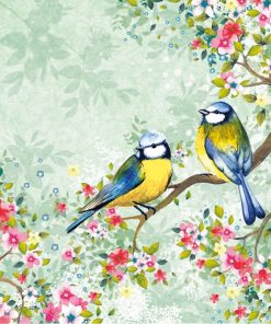Birds In Green Background Decoupage Napkin