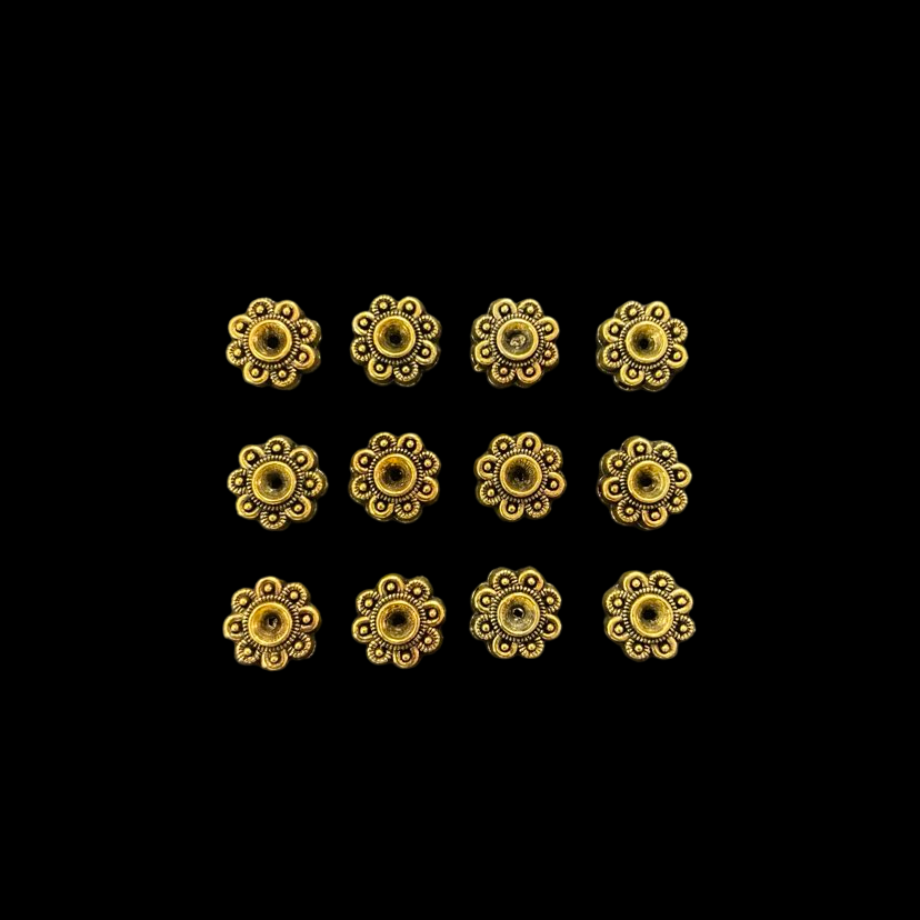 Antique Gold Round With Dots Shape Beads