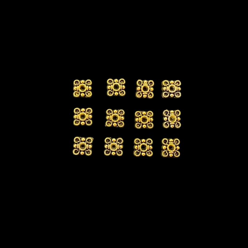 Antique Gold Square With Dots Shape Beads