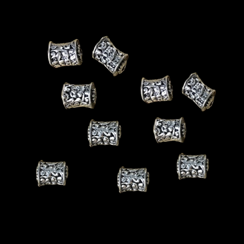 German Silver Barrel Beads