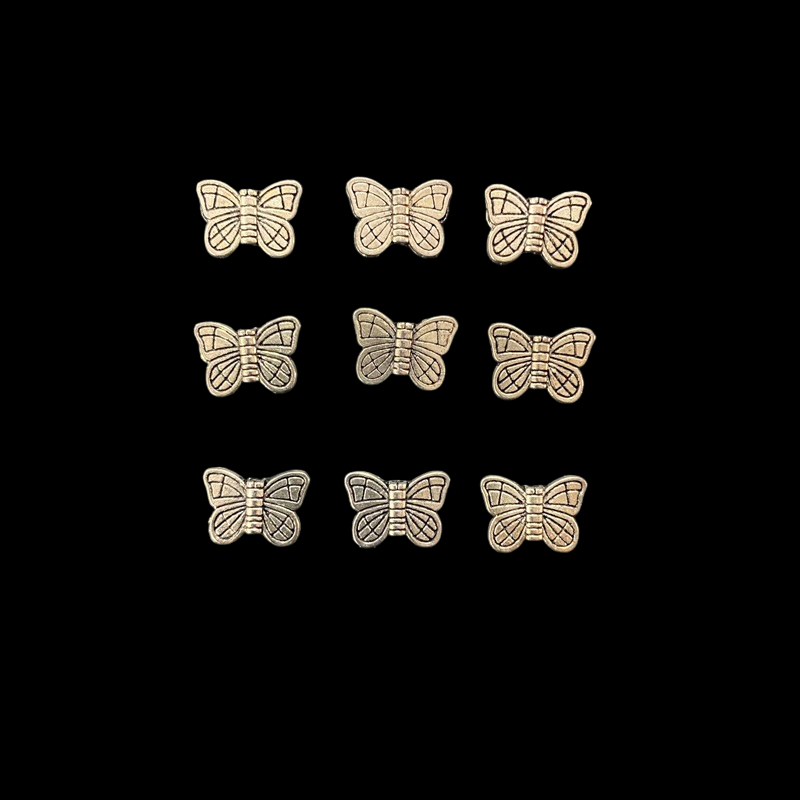 German Silver Butterfly Beads