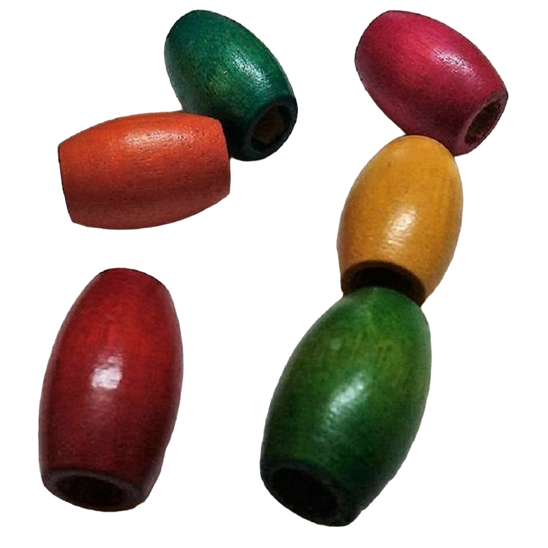 Mixed Colour Barrel Shape Wooden Beads