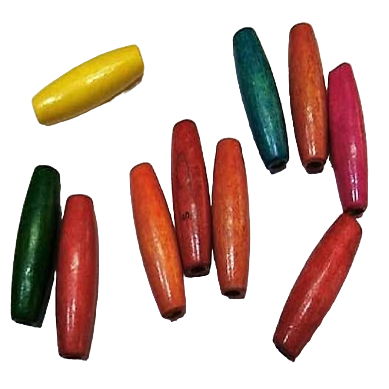 Mixed Colour Pipe Shape Wooden Beads