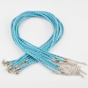 Light Blue Braided Leather Necklace Cord