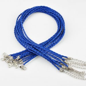 Blue Braided Leather Necklace Cord
