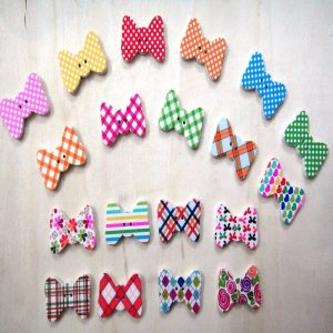 Printed Bowknot Wooden Buttons