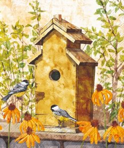Yellow Birdhouse Decoupage Napkin