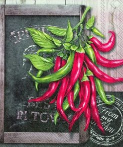 Blackboard With Chili  Decoupage Napkin