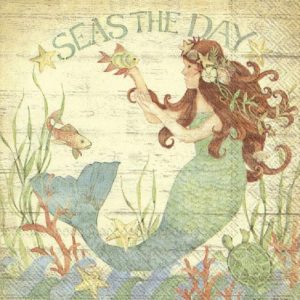 Seas The Day Mermaid Decoupage Napkin