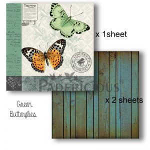 Papericious Decoupage Papers - Green Butterflies